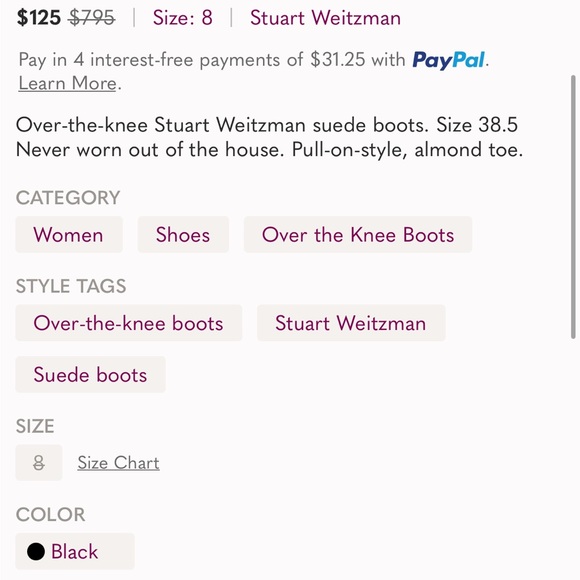 Stuart Weitzman City Boot, brand-new over-the-knee suede boots, size 38.5 (8) - Picture 8 of 8